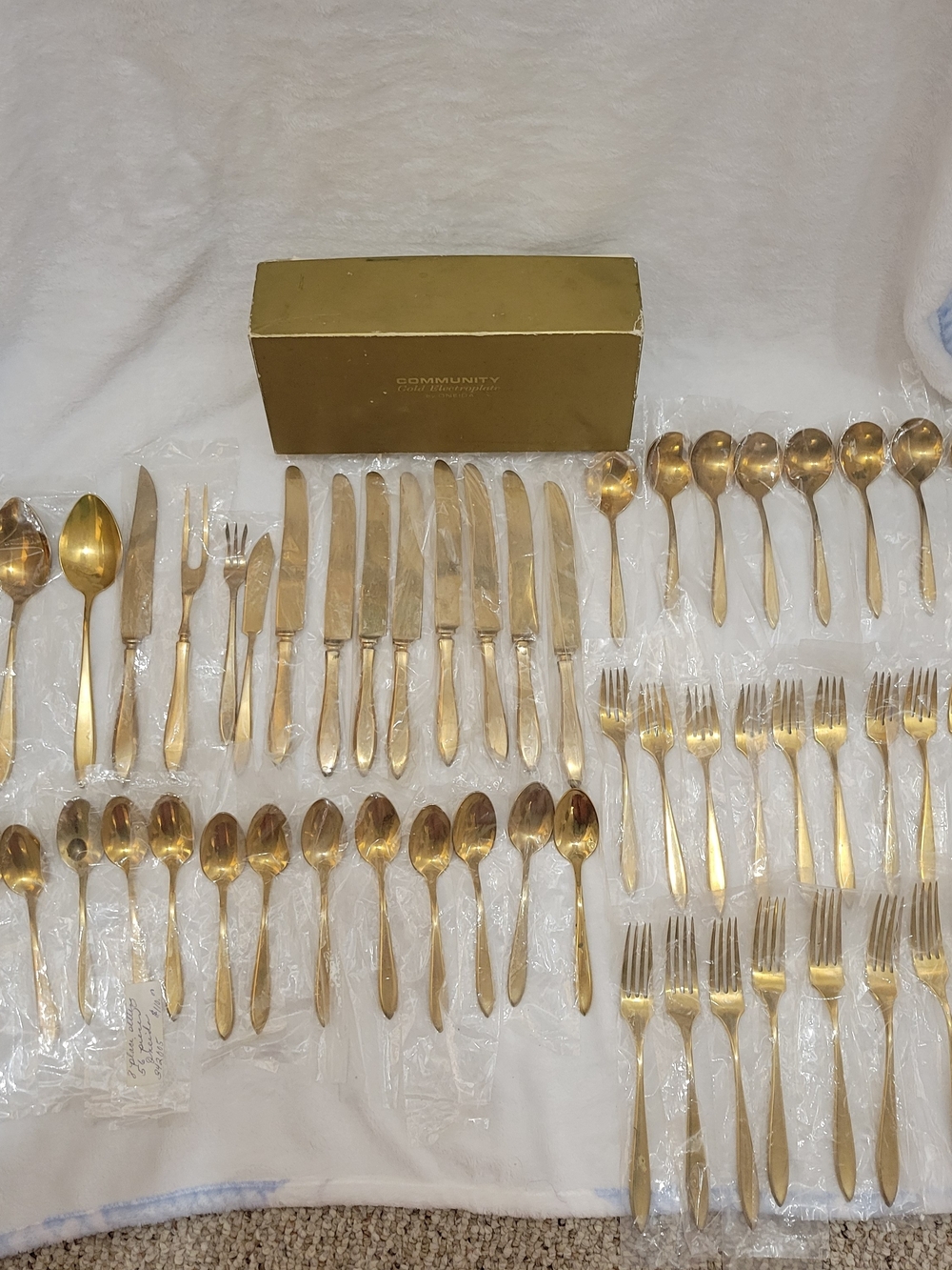 Vintage Dirilyte Regal 59 Pc Gold Flatware Set Mid-Century Complete Collection